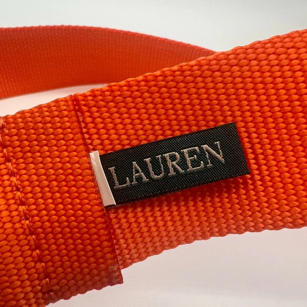 Lauren Ralph Lauren Orange Cloth Adjustable Belt Vintage Silver Tone Buckle Y2K
